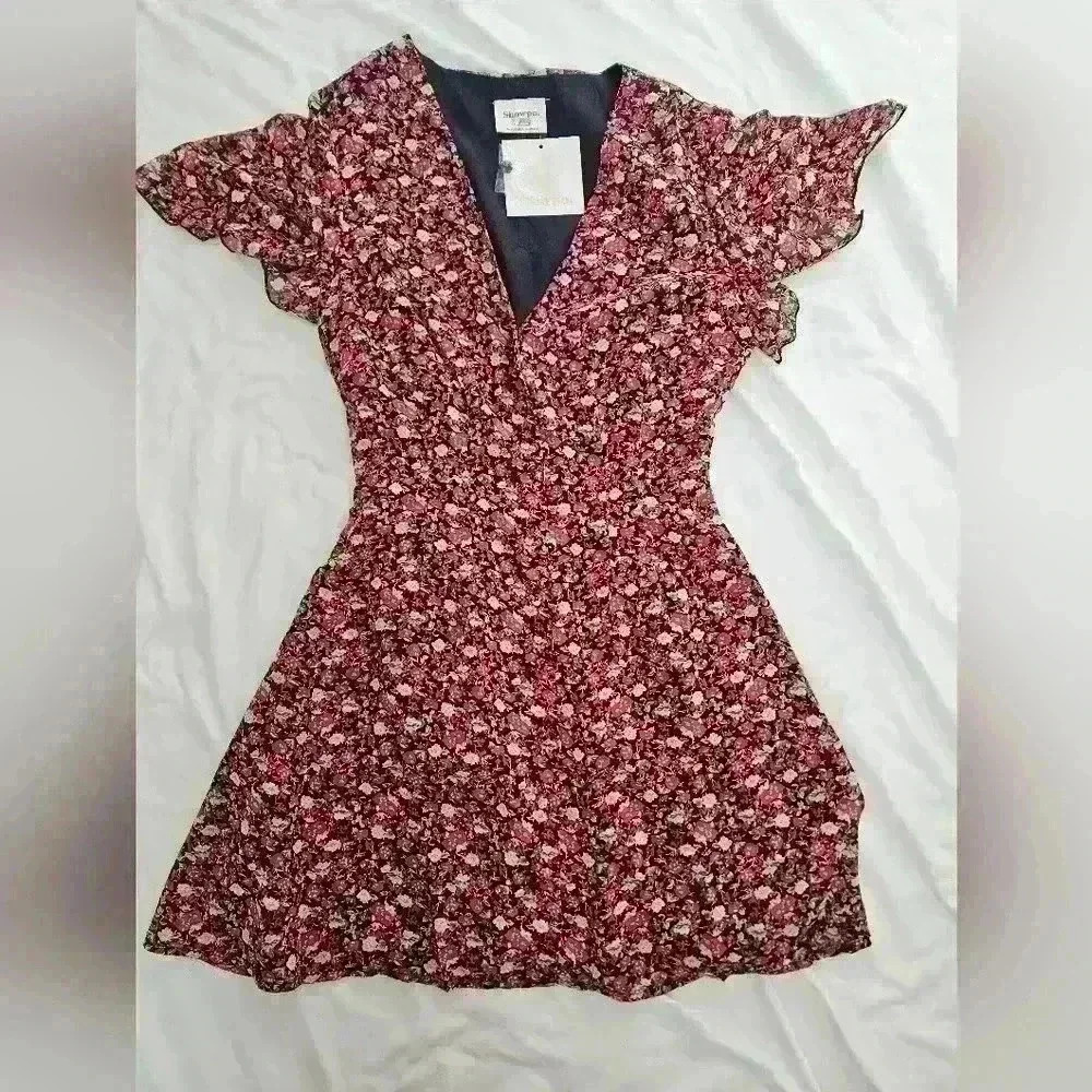 Maximum Potential Mini Dress - Button Up Dress in Black Floral
